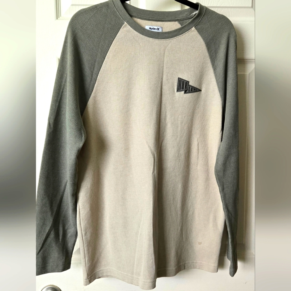 Hurley Mens Waffle Knit, L/S Baseball Tee